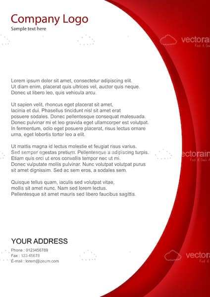 Business Text Template with Red Side Border and Sample Text